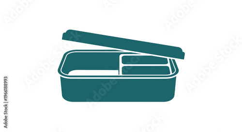 Green Lunch Box with Open Lid.