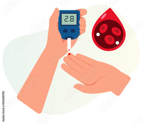 Diabetes Mellitus - Blood Sugar Monitoring Device - HbA1c- Stock Illustration
