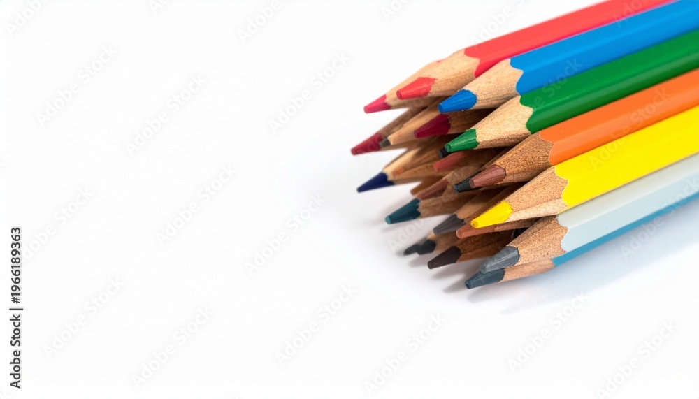 Naklejka premium Small fan arrangement of colored pencils