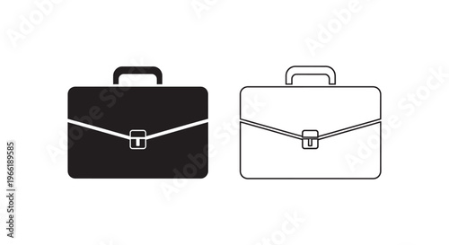 a black and a white briefcase with handles and buckles Vector