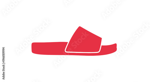 Red Flip Flop Sandal on White Background.