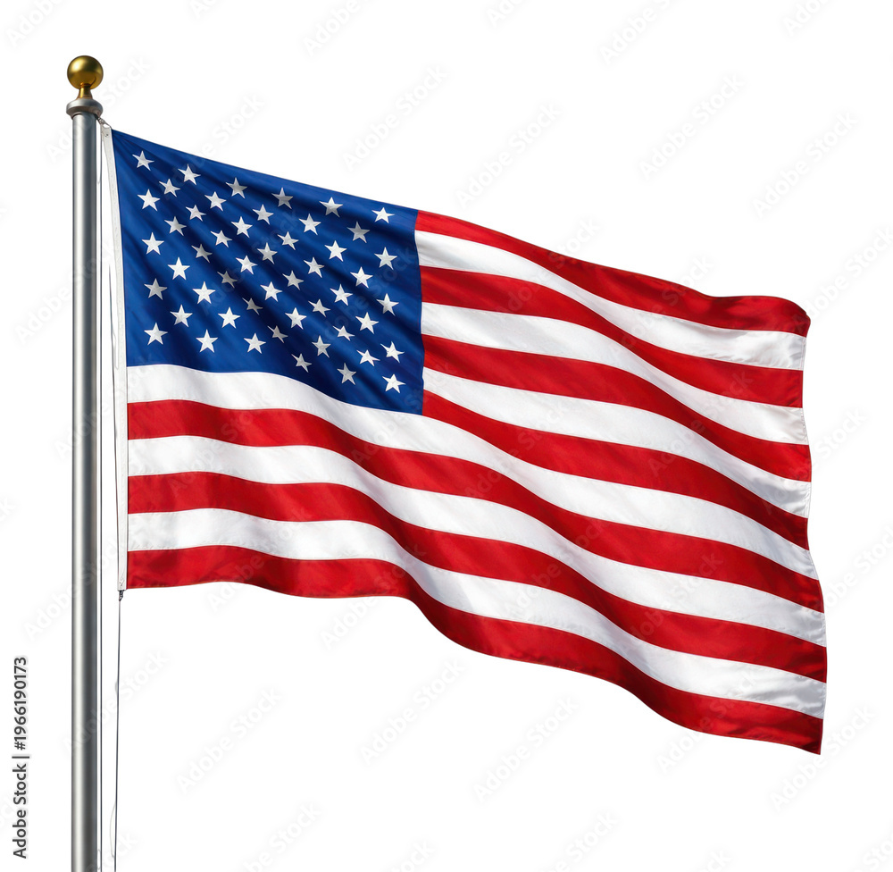 Obraz premium PNG American flag waving proudly.