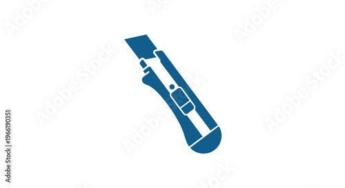 Blue Utility Knife on White Background.