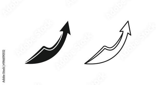 black and white arrows pointing upwards with wavy lines Vector