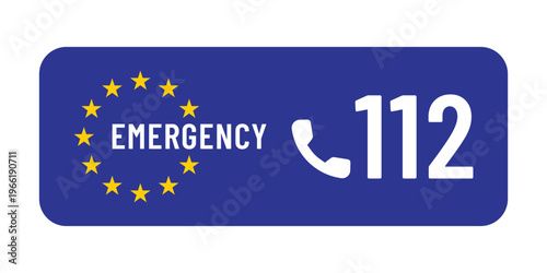 Emergency 112 EU Sign European Emergency Number Phone Symbol Safety Banner