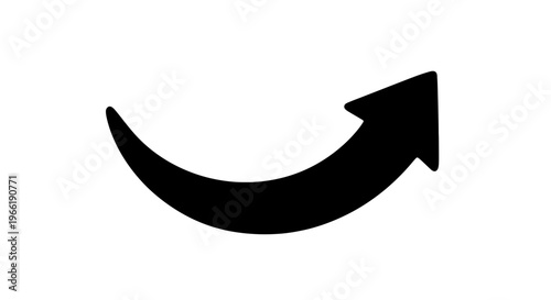 Black Curved Arrow Pointing Right Direction.