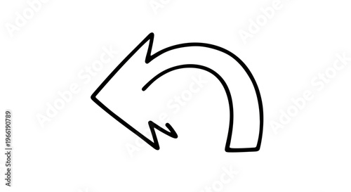 Simple Black Arrow Curved Shape Icon.