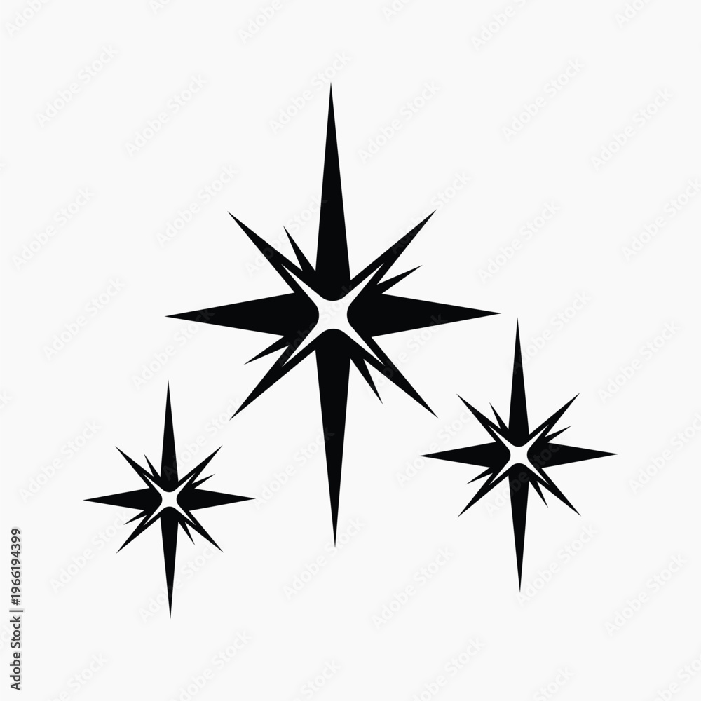 Obraz premium Stylized black star shapes element vector