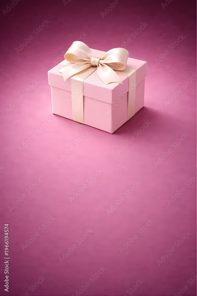 Obraz premium Luxury pink gift box on textured magenta background