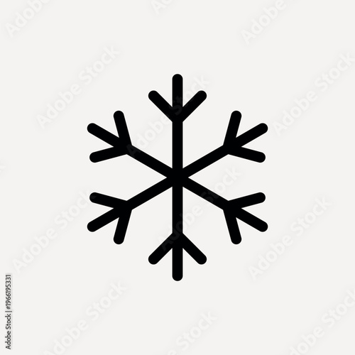 Minimalist black snowflake icon, weather vector