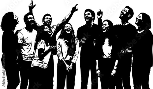 Group of Friends Laughing Together a Happy Moment - silhouette vector
