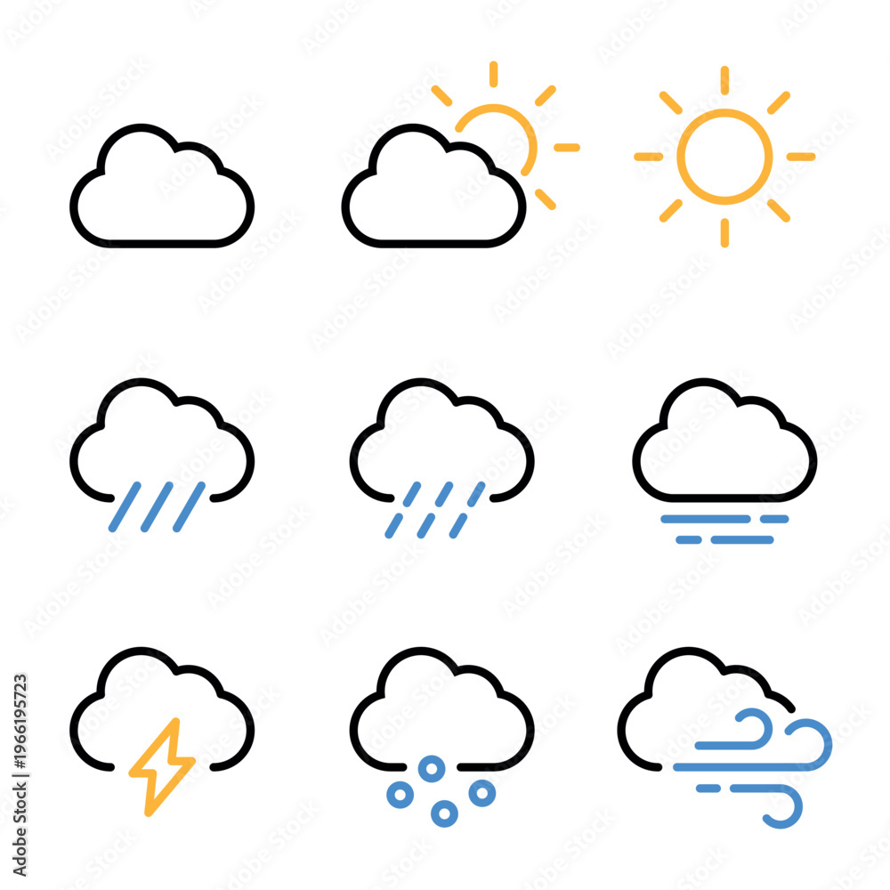 Obraz premium Weather icons set collection vector