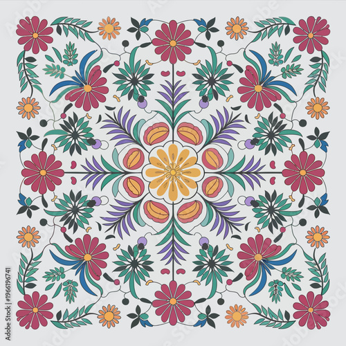 vector illustration hires Collection of High-Resolution Abstract Seamless ornament Patterns with Diverse Designs and Textures Mediterranean Tile Pattern with Colorful Floral Mandalas and Geometric