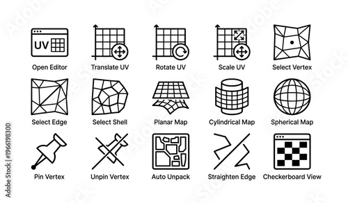 Vector icons: uv mapping, editing, and mapping tools for 3d design