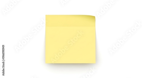 Bright yellow sticky note on white background, minimalist office or planning concept