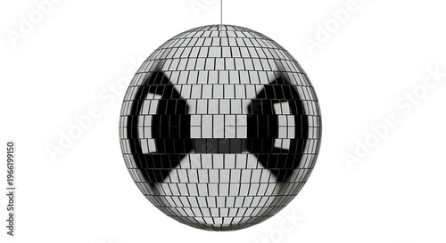 3D metallic disco ball with reflective mirror tiles for party and event decoration