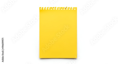 Bright yellow sticky note with blank space for text on white background, flat lay minimalist office concept