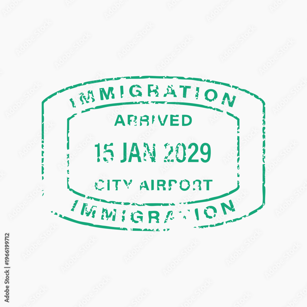 Fotografie Immigration stamp arrival date vector