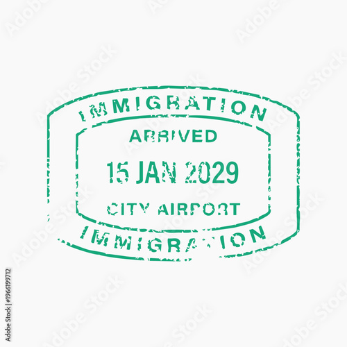 Fotografi Immigration stamp arrival date vector