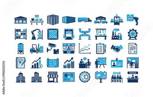 Logistics and business icons collection for supply chain management and operations