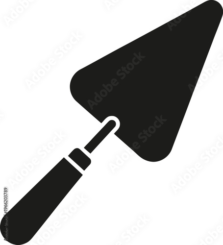 Masonry trowel vector icon, construction hand tool silhouette, bricklayer equipment sign