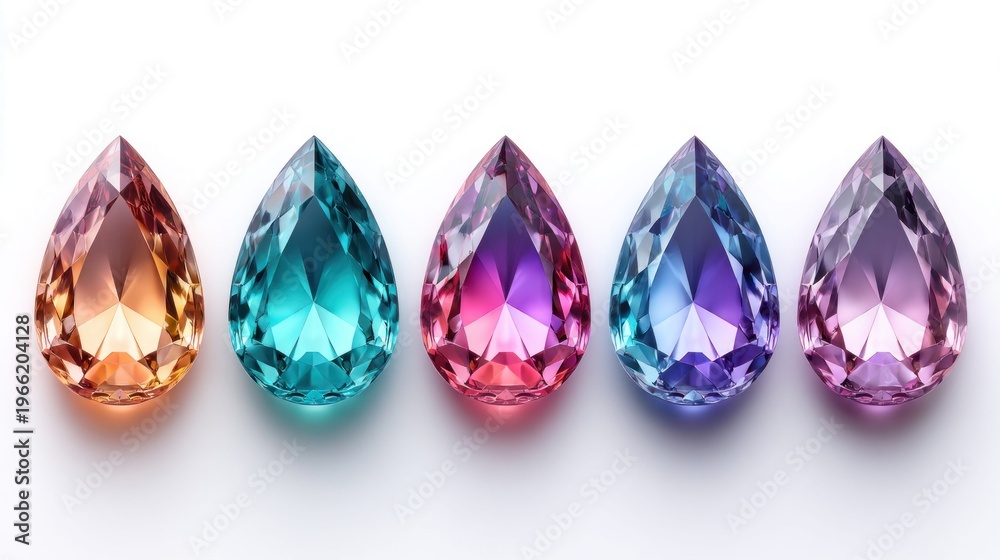 Fototapeta premium Colorful gemstones in a row, perfect for jewelry design and artistic concepts