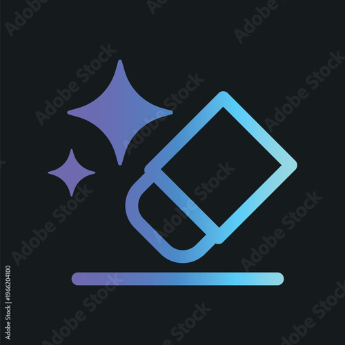 Gradient eraser icon with sparkles vector element