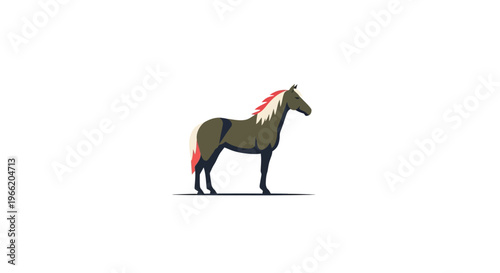 Colorful Horse Illustration Side View.