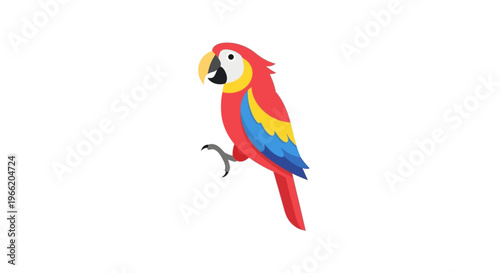 Colorful Parrot Bird Perched Alone.