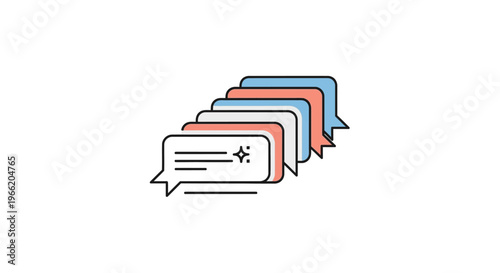 Colorful speech bubbles in a row.