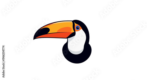 Colorful Toucan Bird Head Closeup Profile.