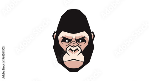 Cartoon Gorilla Face Closeup Portrait.