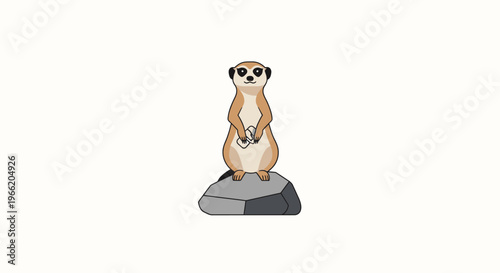 Cartoon meerkat standing on rock.