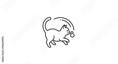 Cat Playing with a Ball Toy.