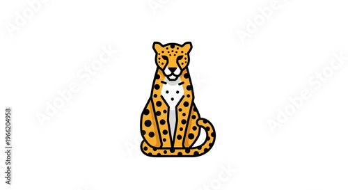Cheetah Sitting Alone Looking Forward.