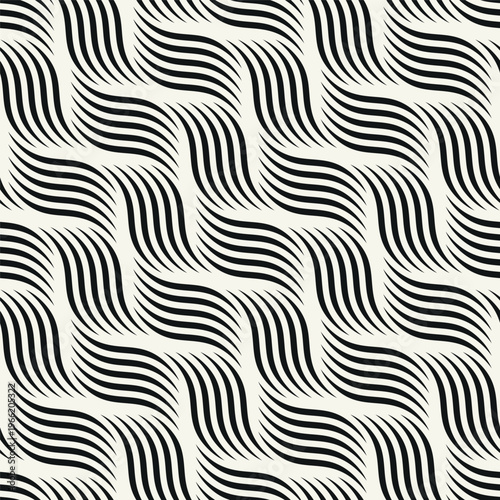 Vector seamless pattern. Diagonal geometric waves. Endless stylish texture. Ripple monochrome background.