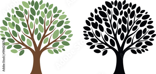 Two trees a vibrant contrast of life and shadow depicting growth and decay