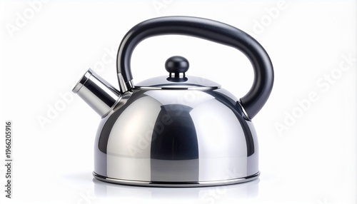 Metallic stovetop kettle with spout