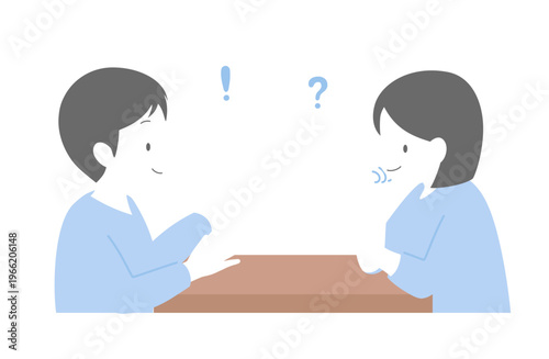 男女が座って会話するコミュニケーションイラスト