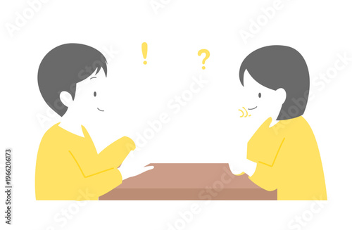 男女が座って会話するコミュニケーションイラスト