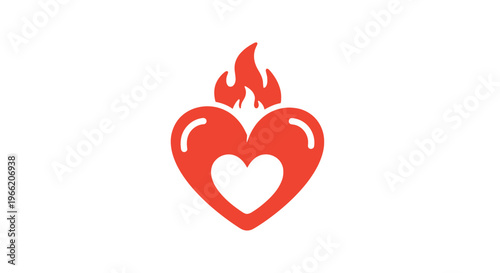 Fotografía Red Heart with Flame Icon Symbol.