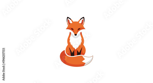 Orange Fox Sitting on White Background.