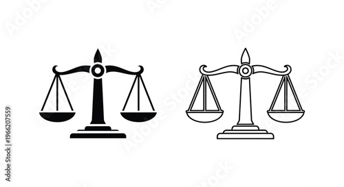 a black and a gray scales icon for law and justice Vector