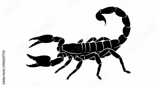 silhouette of a scorpion with raised stinger in flat vector style