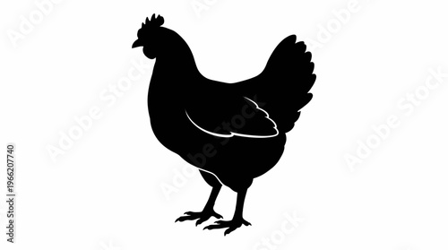silhouette of a chicken rooster standing in side view