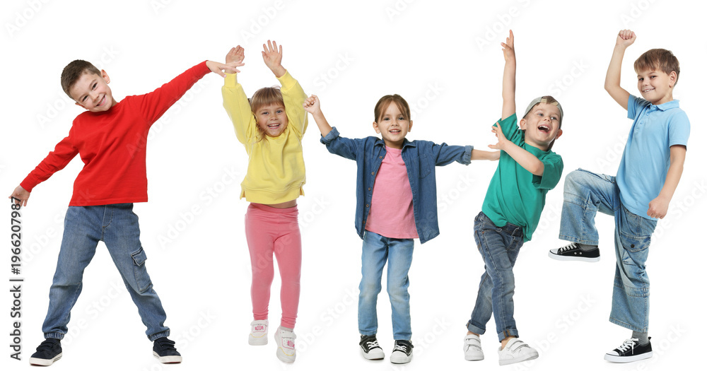 Obraz premium Group of happy children on white background