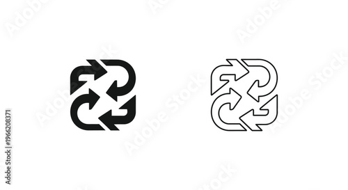 a black and white icon of two arrows in a circular motion Vector