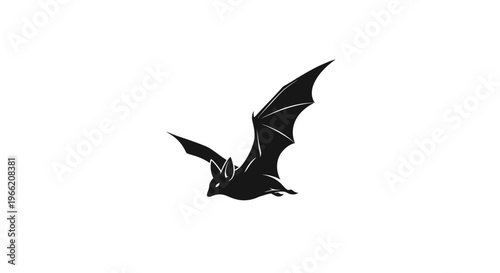 Black bat flying in air.