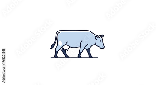 A cow walking to the right.