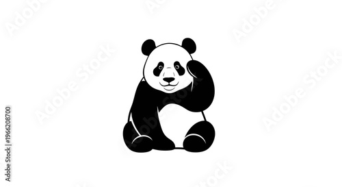 Black and white panda bear sitting.